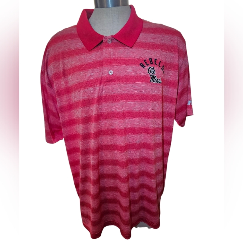 Rebels Ole Miss Red Striped Polo Shirt